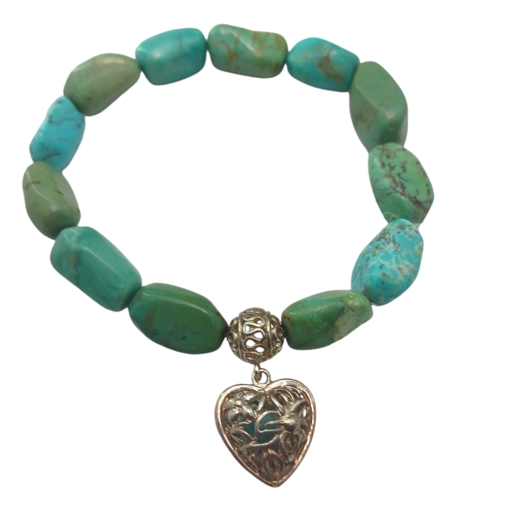 Vintage Whitney Kelly Womens Bracelet Turquoise 925 Sterling Silver Heart
